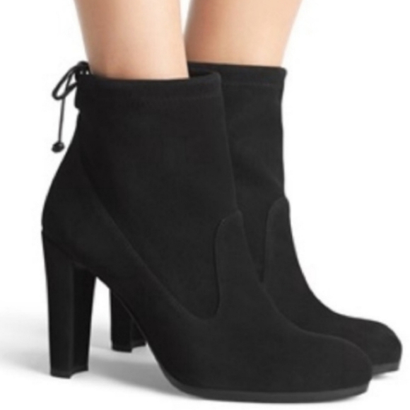 Stuart Weitzman Black Suede Block Heels Annkle Boots size M